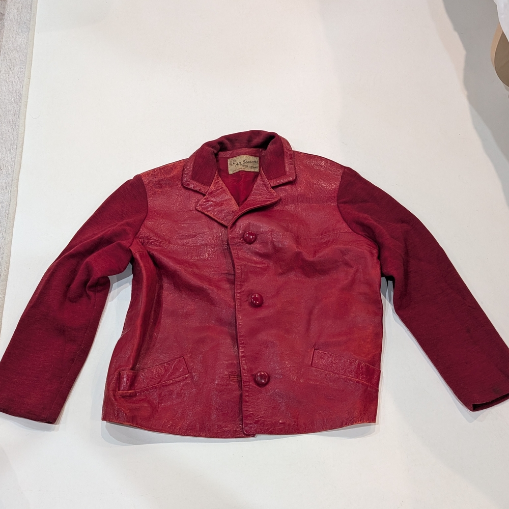 Rare Vintage Women's Authentic Red Leather All Seasons Jacket Toronto Canada